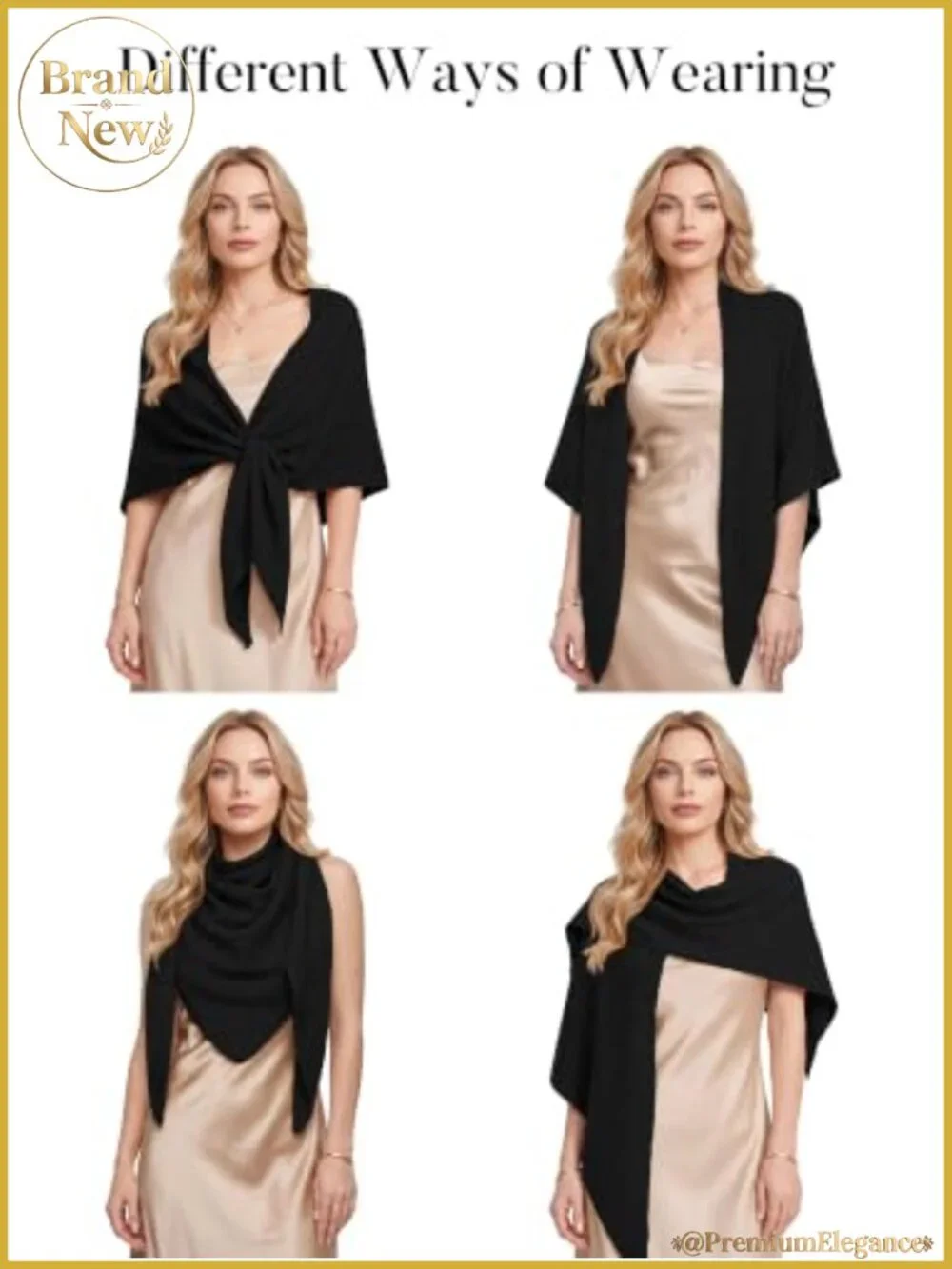 Lightweight Knit Shawl Wrap Triangle Pashmina Cape Poncho Open Front Cardigan